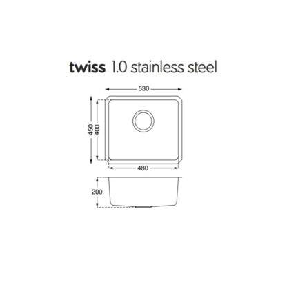Mirostone Twiss 1.0 stainless steel sink Spec
