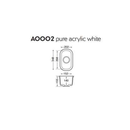 Mirostone Pure Acrylic White Sink A0002 Spec
